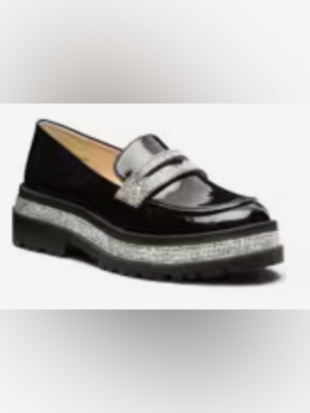 Jessica Simpson Evelyn Penny 
Loafer 10 Black Silver Crystal Glam Platform - Picture 2 of 12